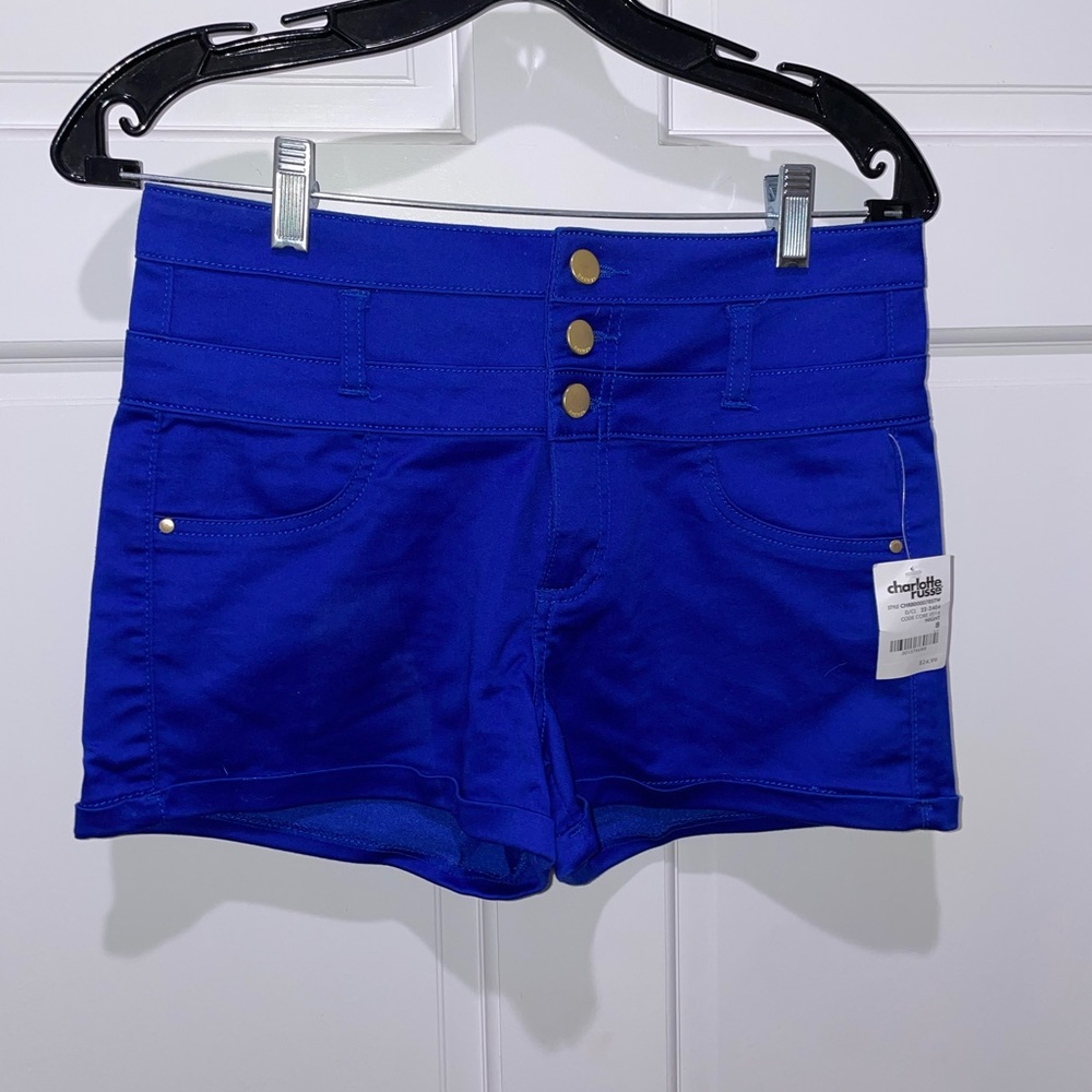 Charlotte Russe royal blue high waisted shorts with cuff, size 8